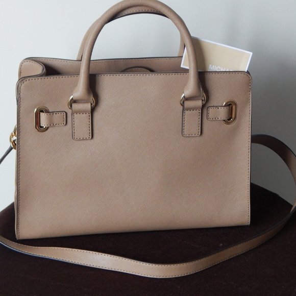 NWT MICHAEL KORS HAMILTON LEATHER EW KHAKI CHAIN SATCHEL CROSSBODY HANDBAG - Picture 5 of 8